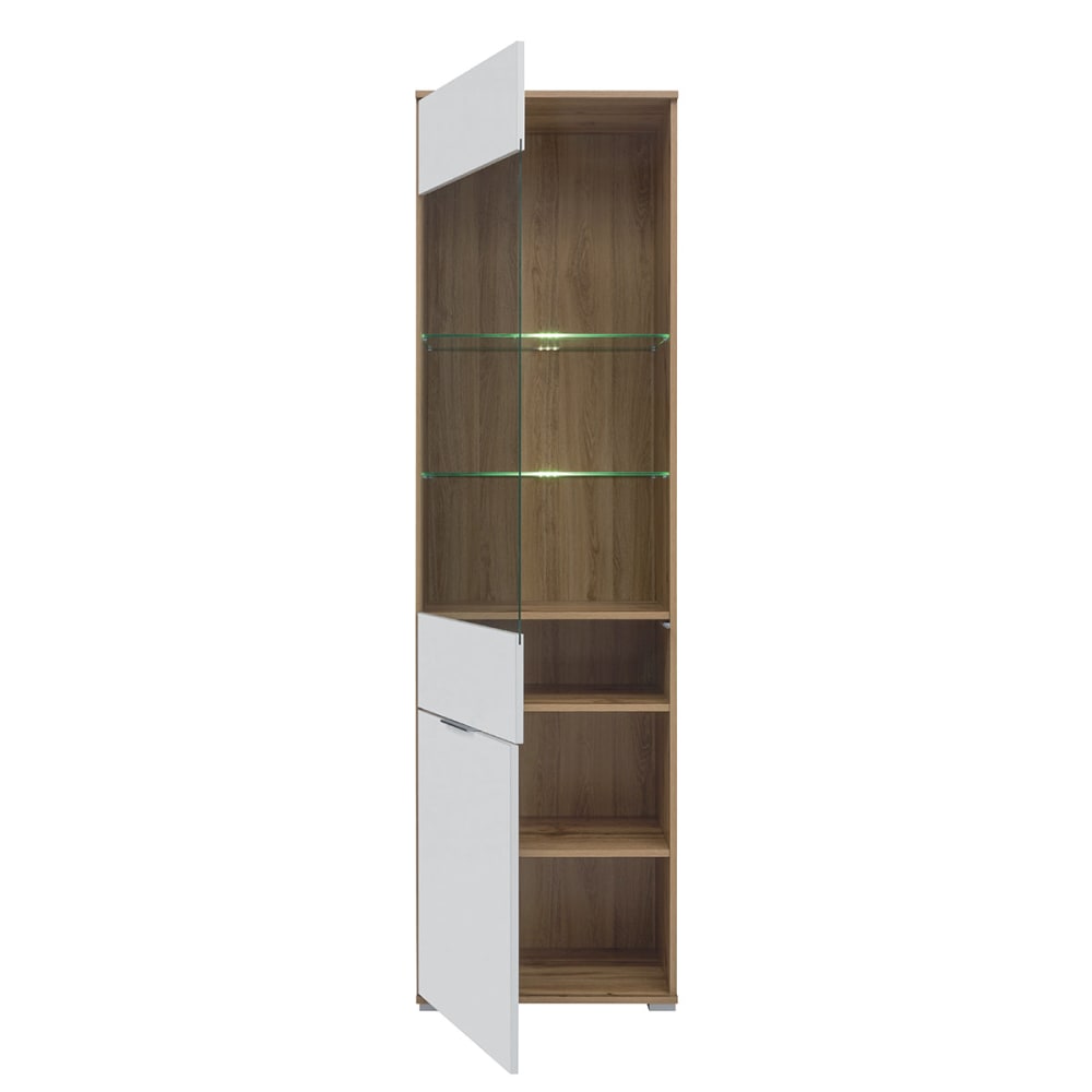 2-türige Vitrine Laminierte Spanplatten Weiß und Holz - Maisons