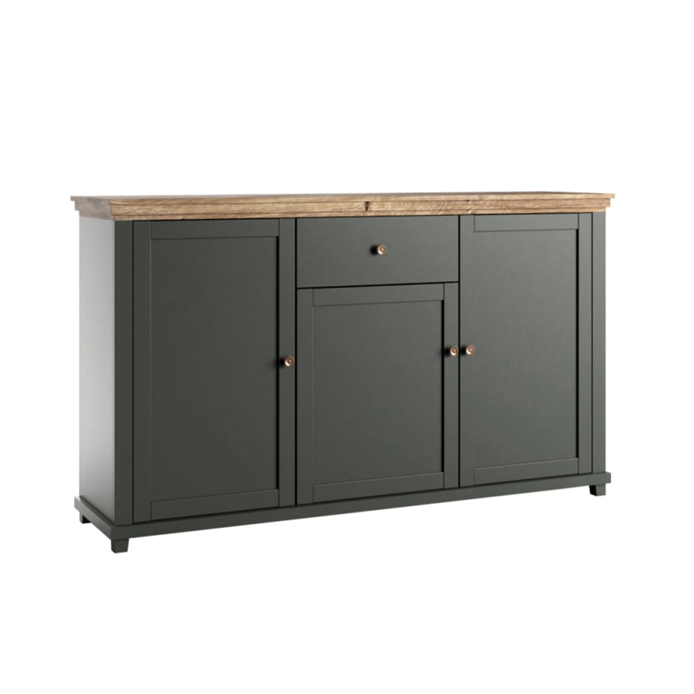 Petits meubles Buffet 3 portes 1 tiroir panneaux agglomérés vert style contemporain Vert Panneau De Particules - 160x93x42cm