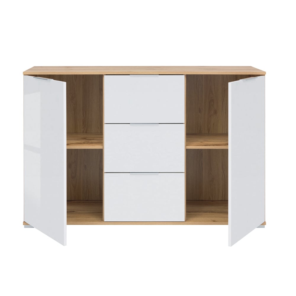 Sideboard 2 Türen 3 Schubladen Laminierte Spanplatten Weiß und