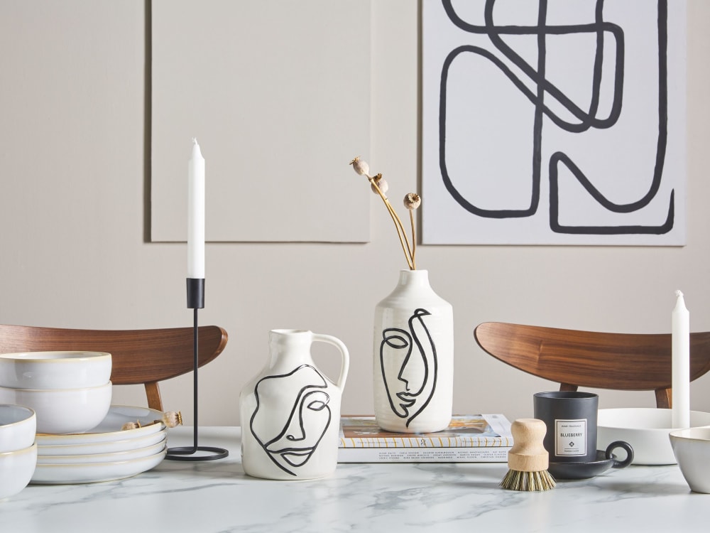 Blumenvase aus Keramik 22cm, weiß - Maisons Du Monde