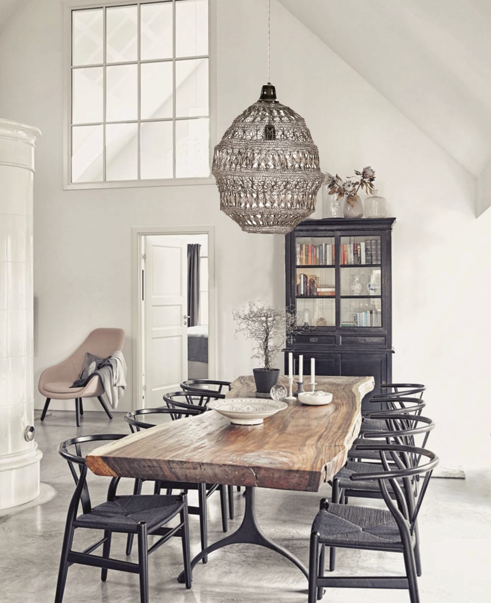 Lámpara de techo BALI cromo malla metálica Ø40 cm E27 - Maisons du Monde