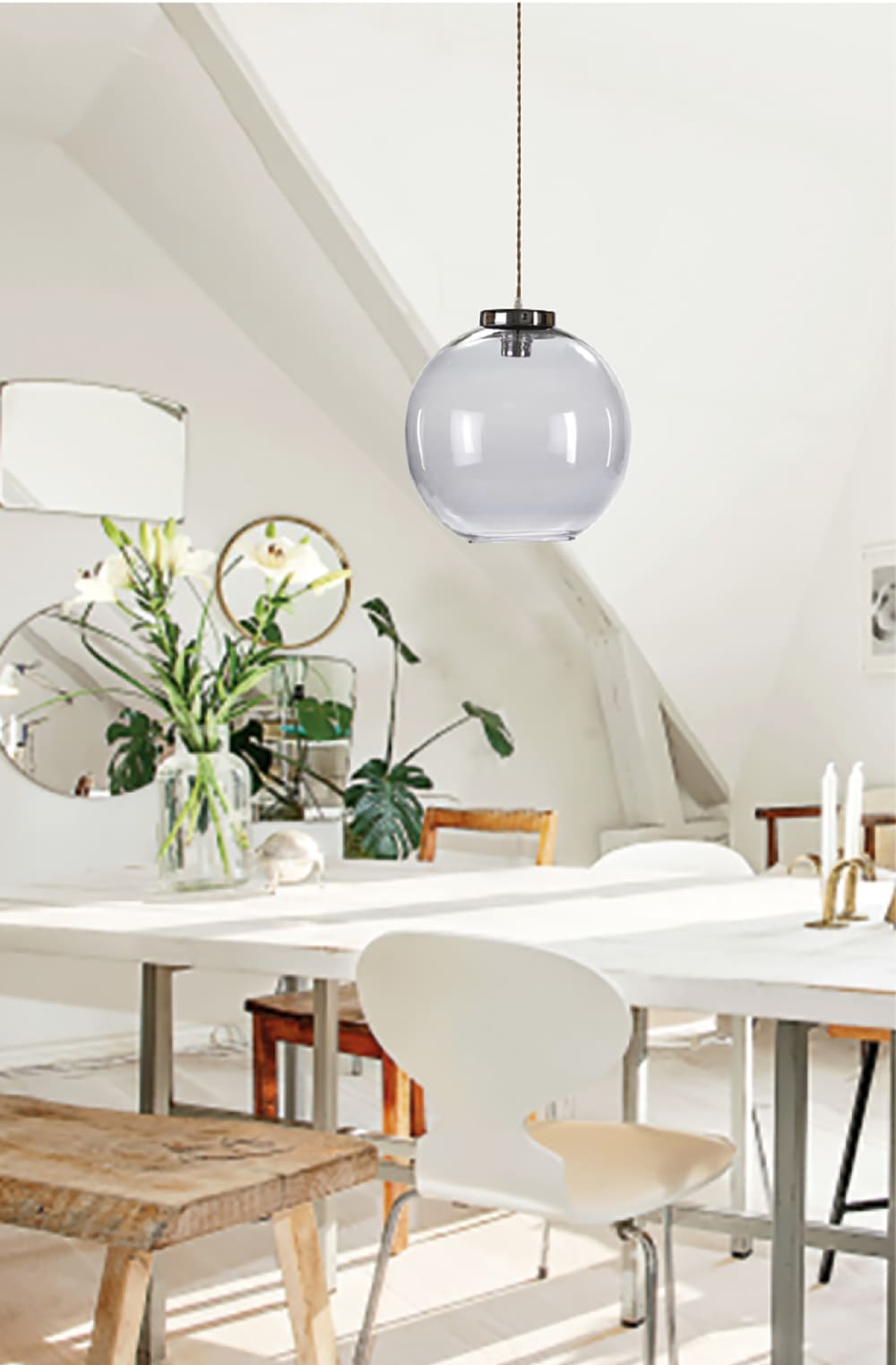 Lámpara techo bola vidrio soplado ahumado - Maisons du Monde