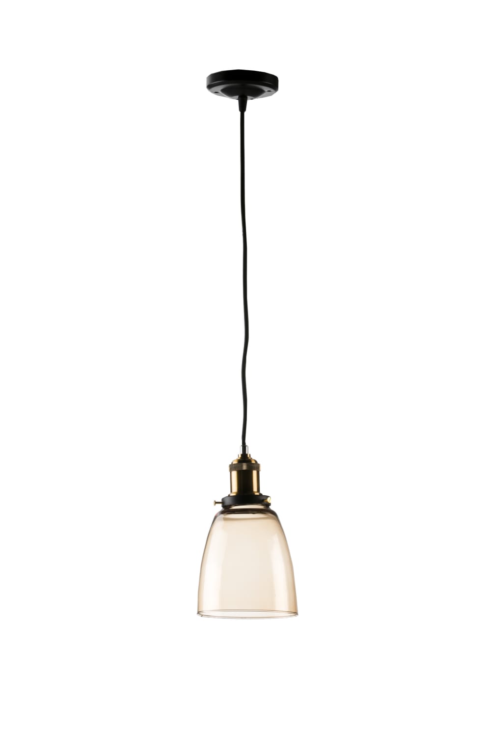 Lámpara techo vidrio ámbar vintage oro viejo E27 Ø14 cm