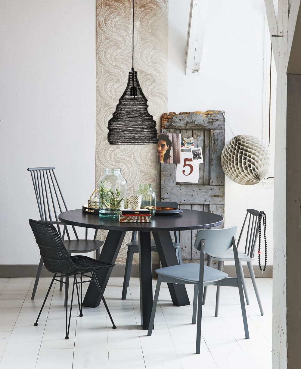 Lámpara de techo malla metálica negra Ø30 cm E27 - Maisons du Monde