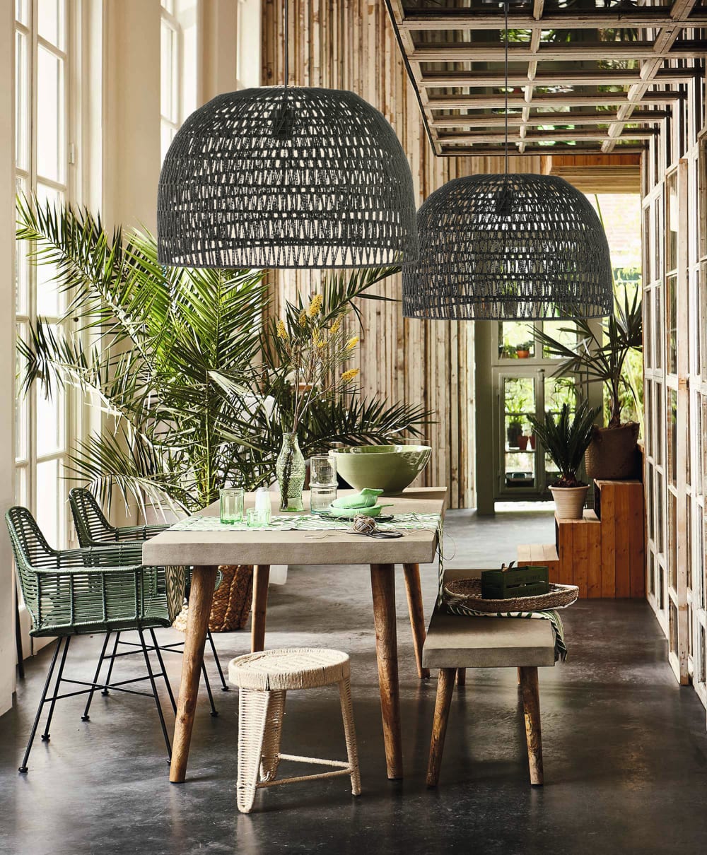 Lámpara de techo ARC cuerda negra Ø53 cm E27 - Maisons du Monde