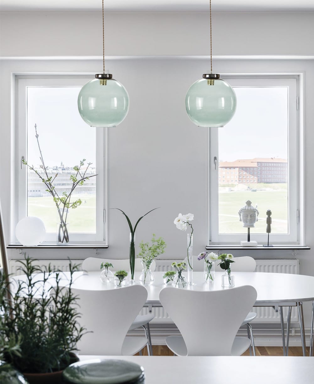 Lámpara techo bola vidrio soplado agua marina - Maisons du Monde