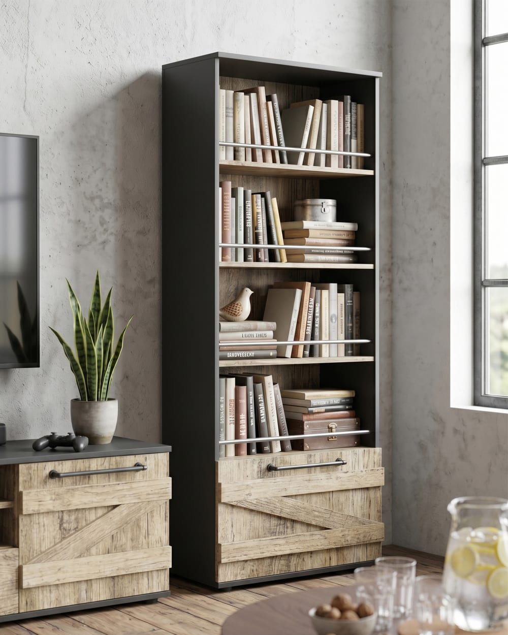 Bücherregal mit 4 Ebenen aus Holzwerkstoff 163cm, braun - Maisons