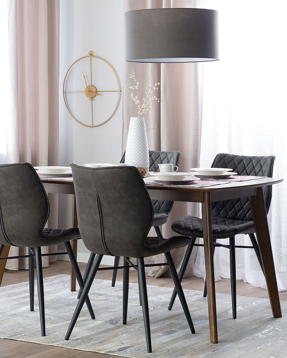 Esszimmerstuhl 2er Set aus Stoff, grau - Maisons Du Monde