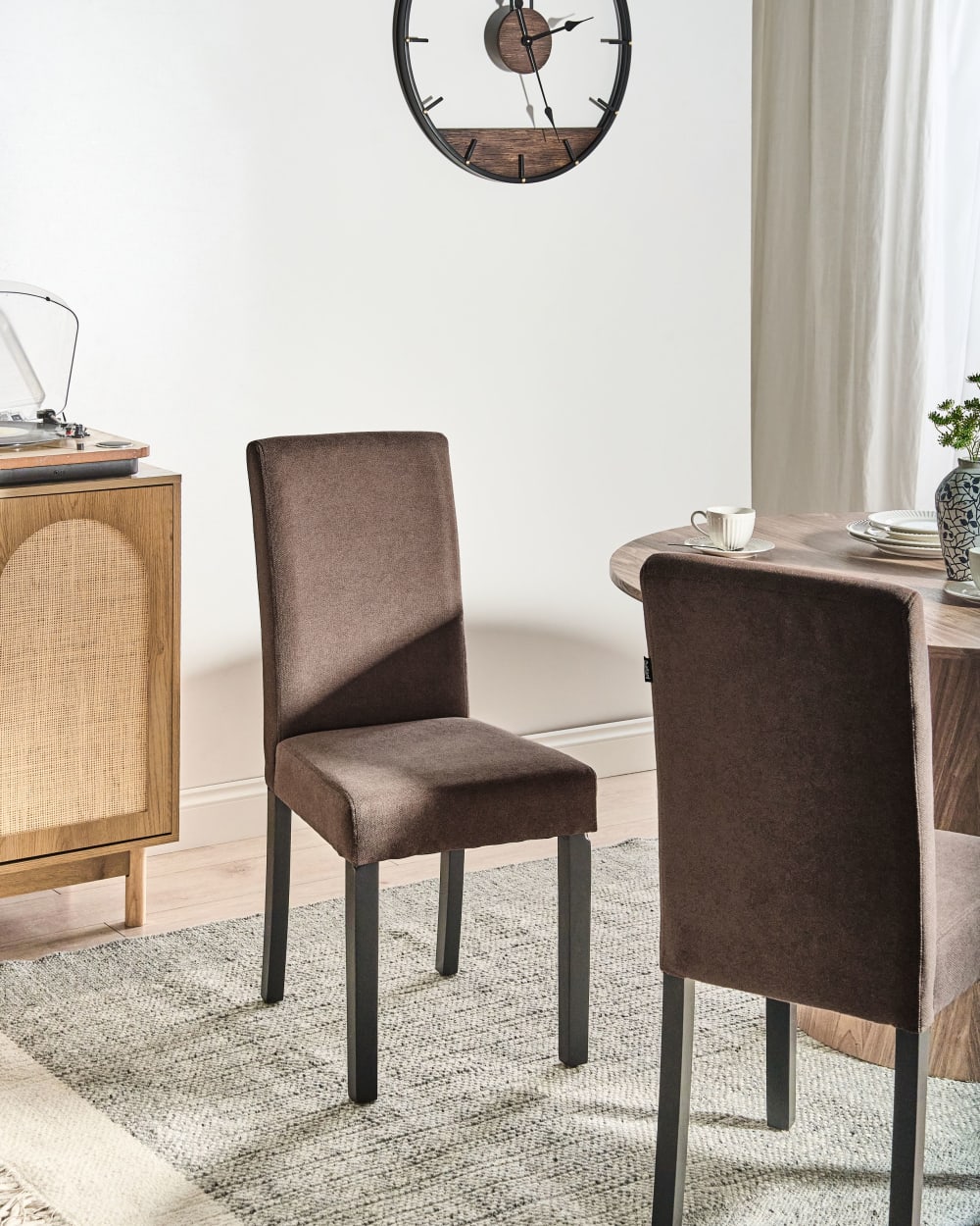 Esszimmerstuhl 2er Set aus Stoff, braun - Maisons Du Monde