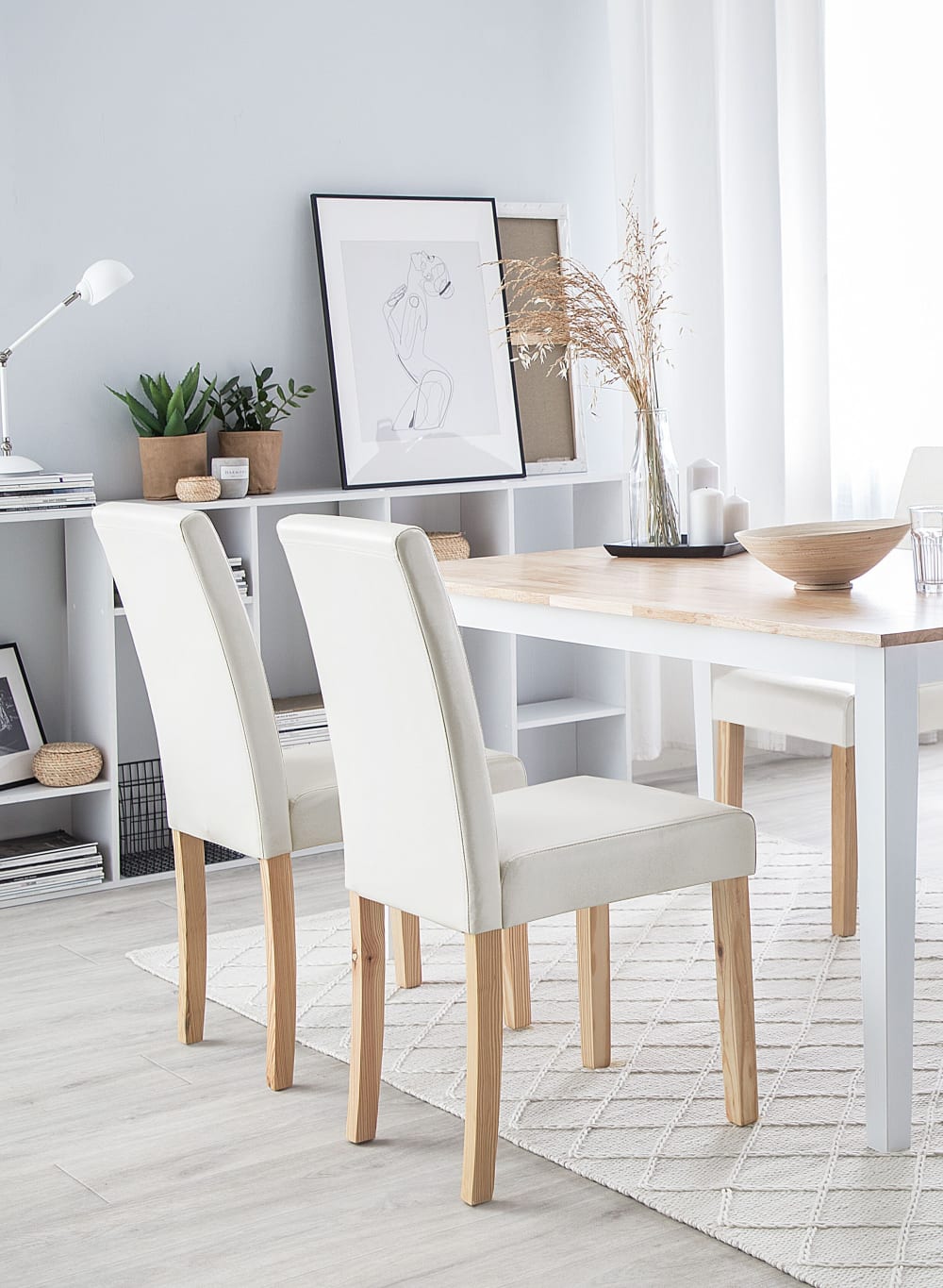 Esszimmerstuhl 2er Set aus Kunstleder, weiß - Maisons Du Monde