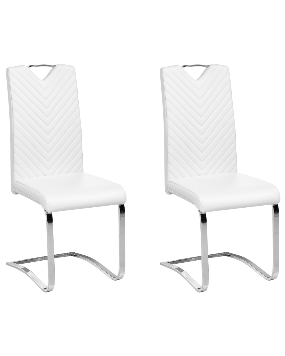 Lot de 2 chaises de salle à manger en cuir pu blanc 44x103cm