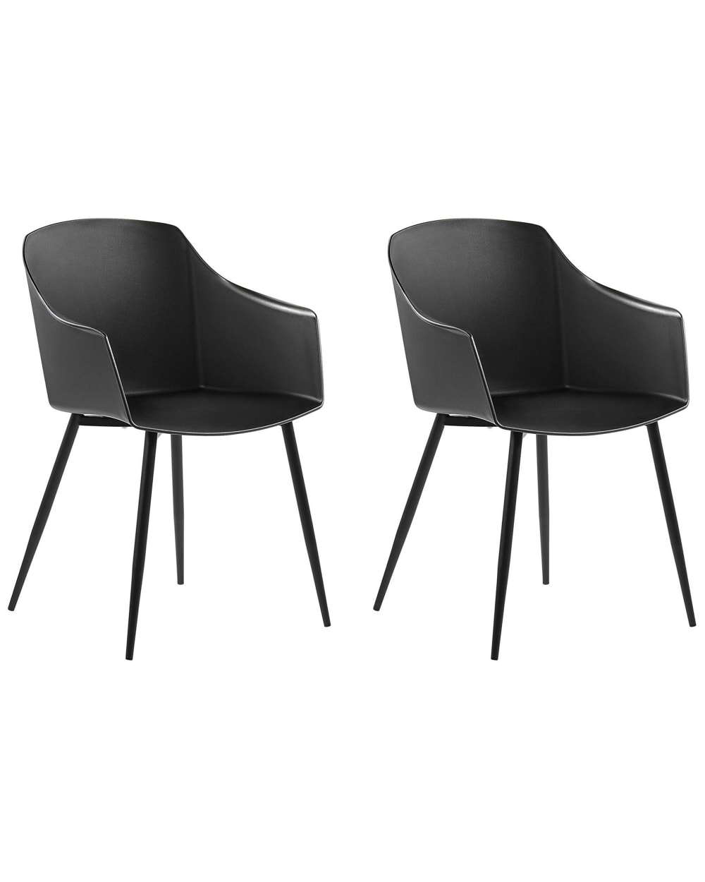 Beliani Esszimmerstuhl 2er Set aus Kunststoff, schwarz style modern - Pvc - Polyvinlychlorid