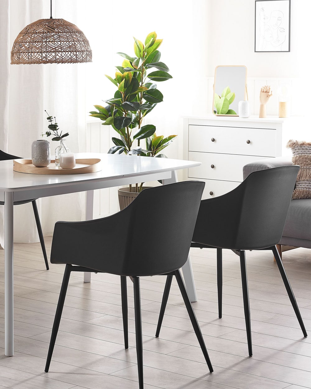 Esszimmerstuhl 2er Set aus Kunststoff, schwarz - Maisons Du Monde
