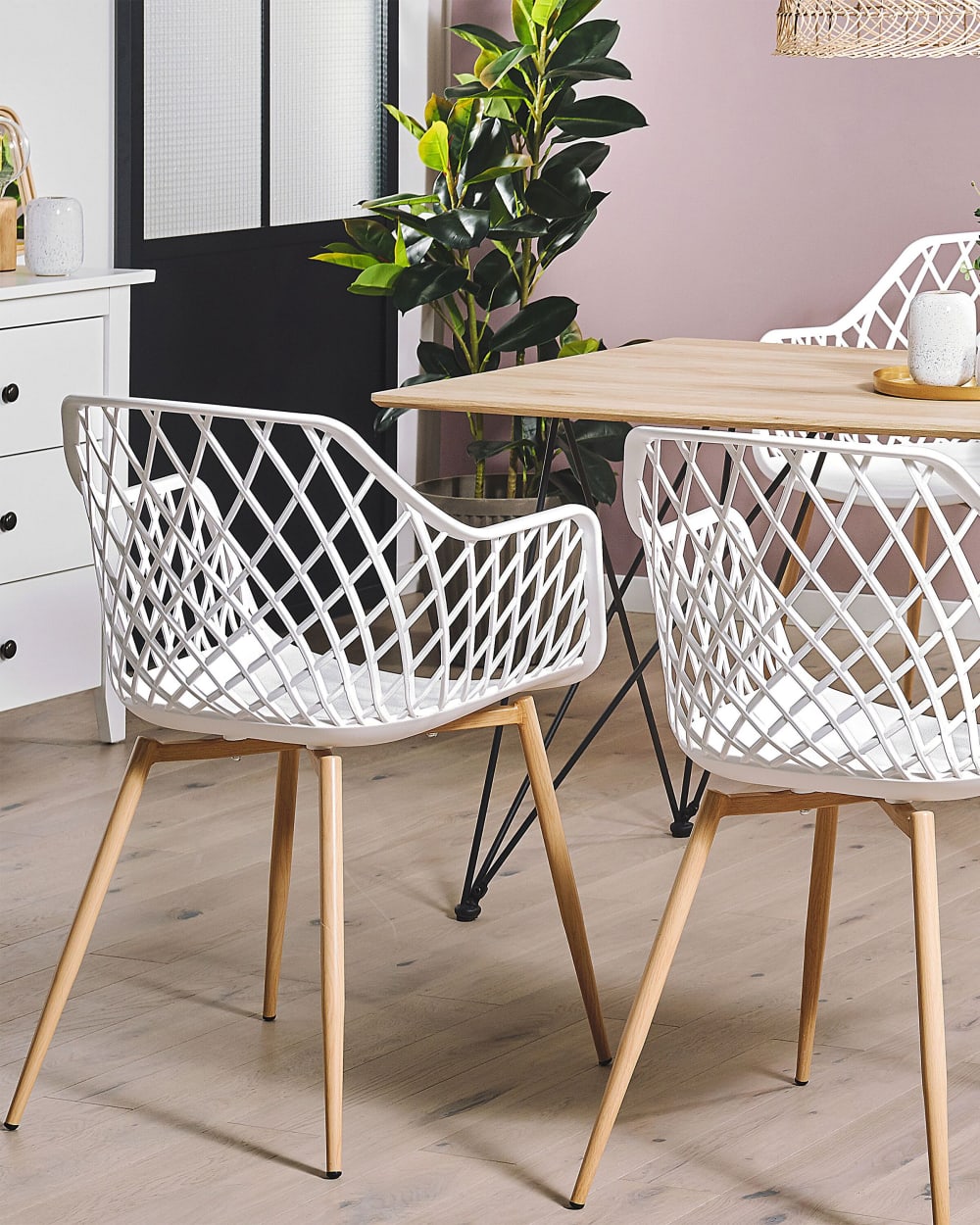 Esszimmerstuhl 2er Set aus Kunststoff, weiß - Maisons Du Monde