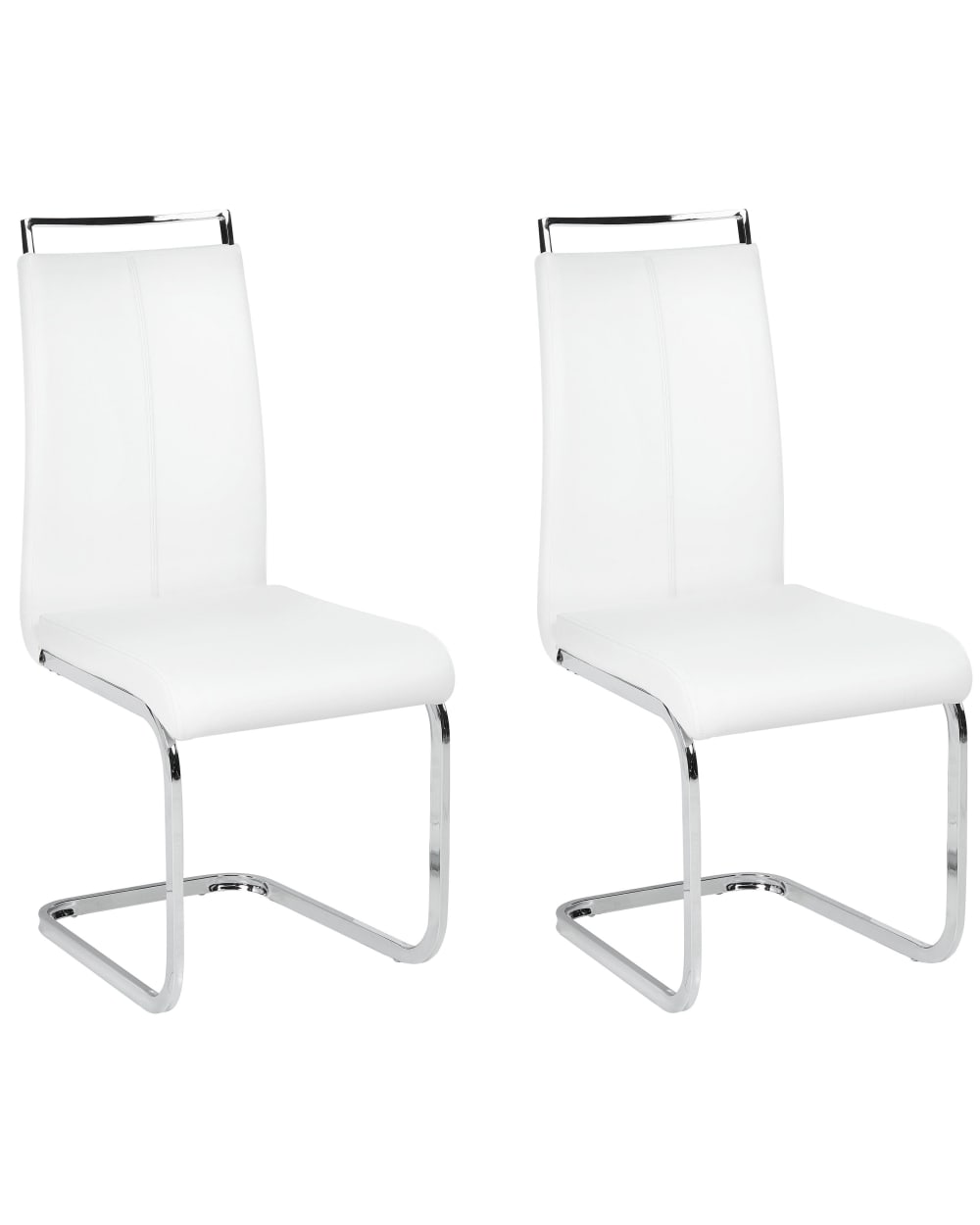 Beliani Esszimmerstuhl 2er Set aus Kunstleder, weiß style modern - Pvc - Polyvinlychlorid