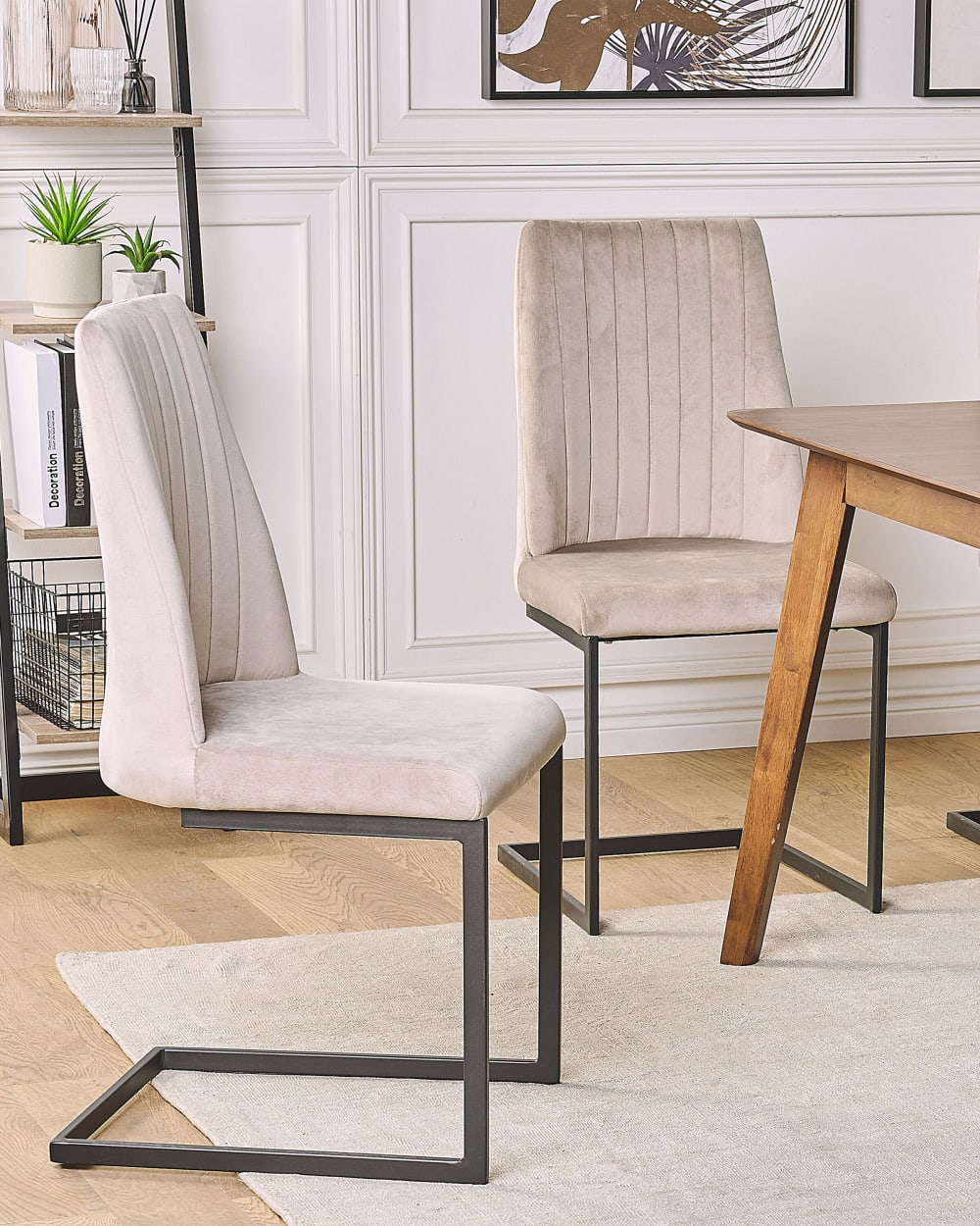 Esszimmerstuhl 2er Set aus Stoff, grau - Maisons Du Monde