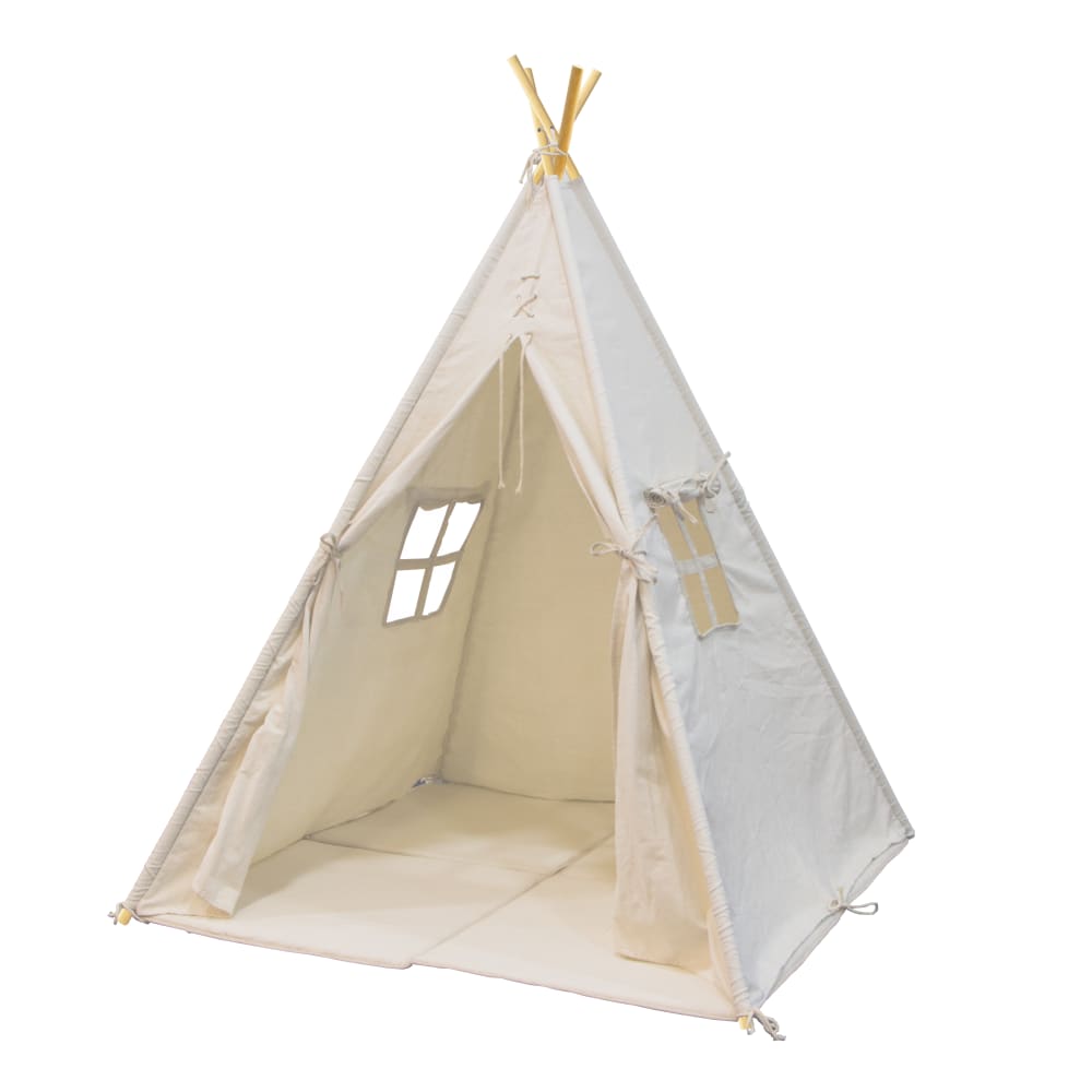 Tipi avec plancher en coton, crème, 120x120 cm (Sunny) - Image 1