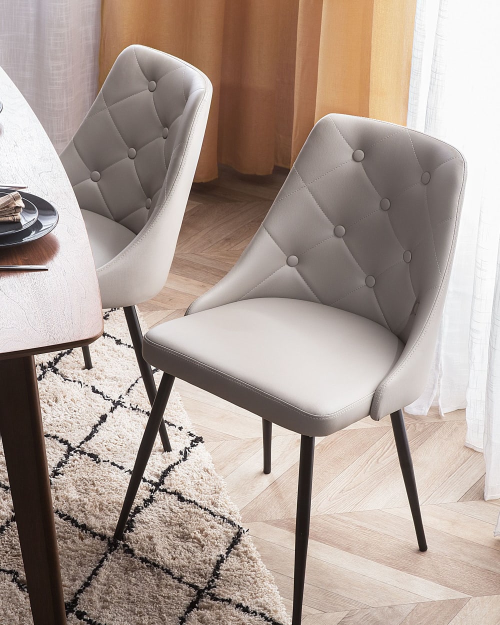 Esszimmerstuhl 2er Set aus Kunstleder, grau - Maisons Du Monde