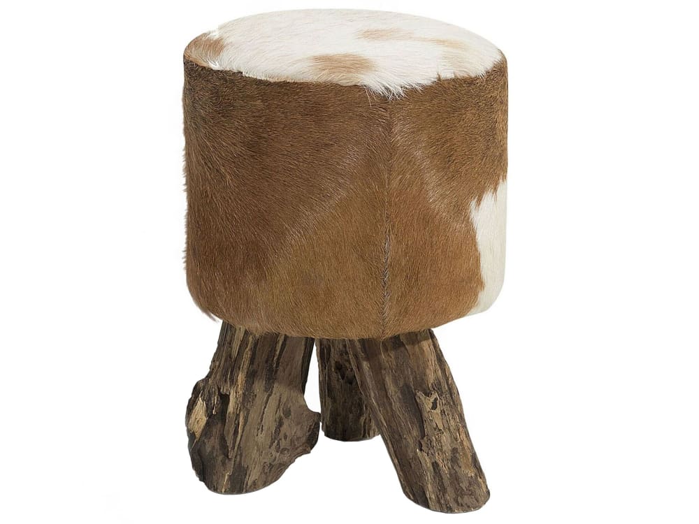 Repose-pied cuir marron
