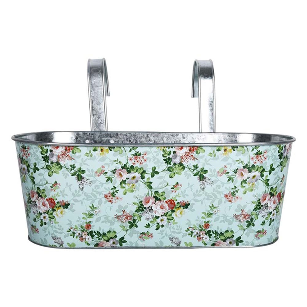 Jardinière zinc imprimé roses multicolore