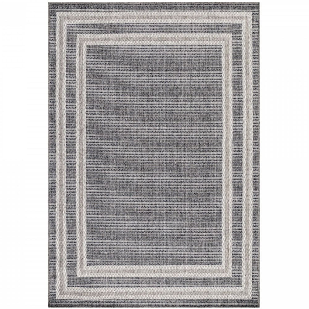 TOPO - Tapis Extérieur,Intérieur Tissé Plat - Gris & Crème 80 x 150 cm
