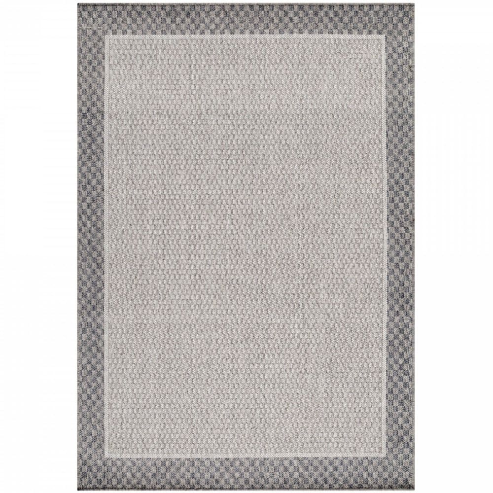 Tapis Extérieur,Intérieur Tissé Plat - Crème & Gris 140 x 200 cm