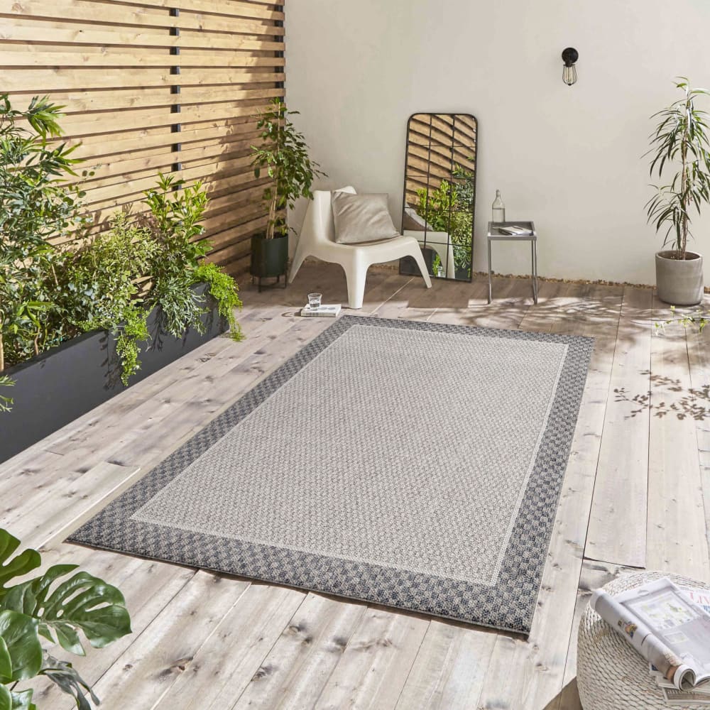 Tapis extérieur,intérieur tissé plat - crème & gris 140 x 200 cm - Maisons du Monde
