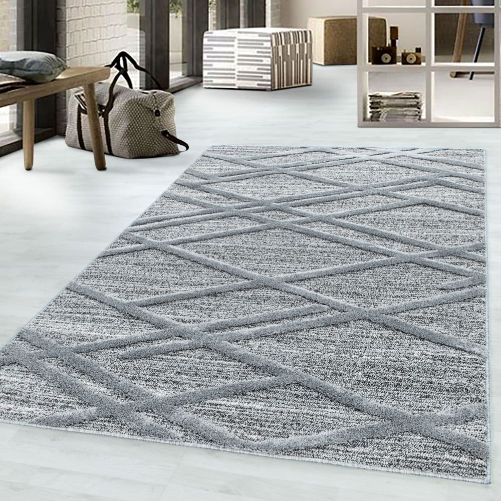 Tapis bohème à relief gris 120x170cm — vue 3