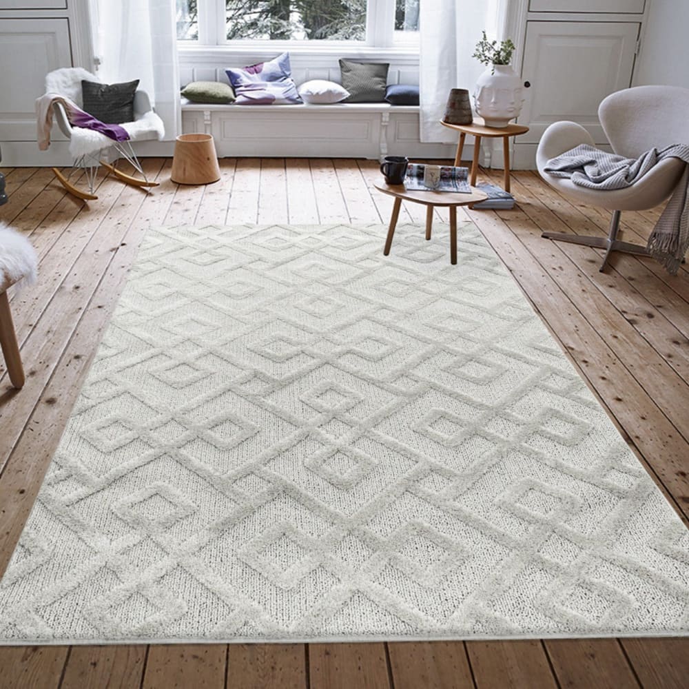 Tapis bohème à relief blanc ivoire 120x170cm - Maisons du Monde