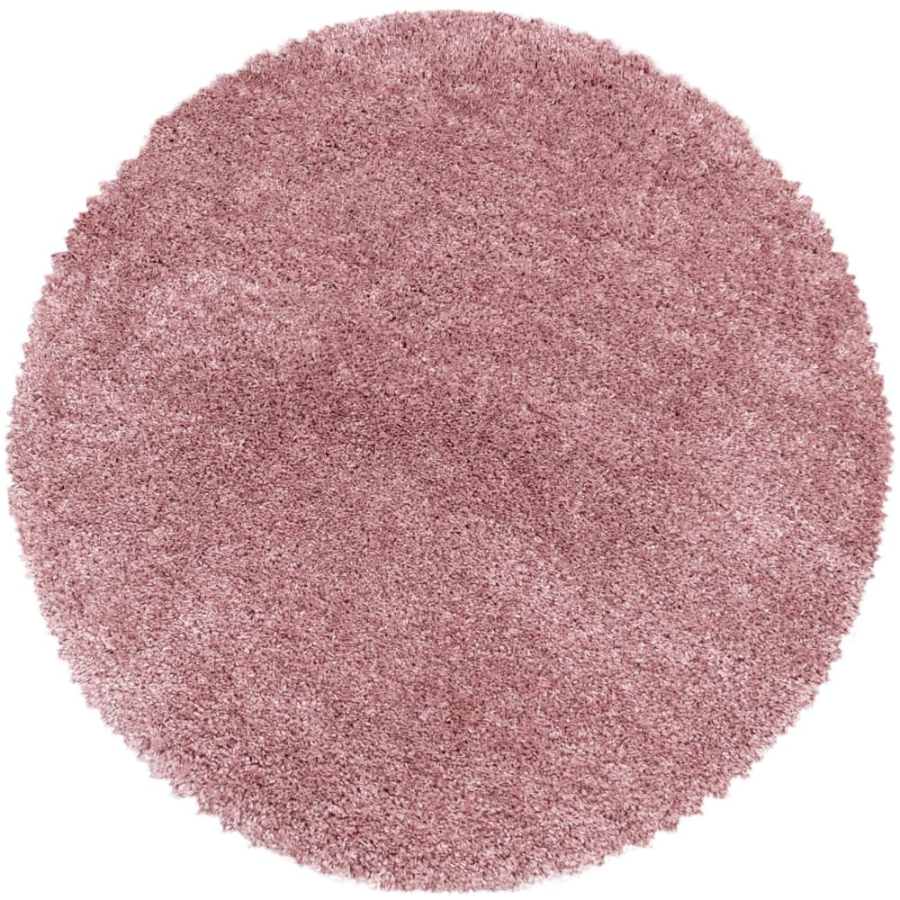 Tapis cosy rond à poils longs rose 120x120cm