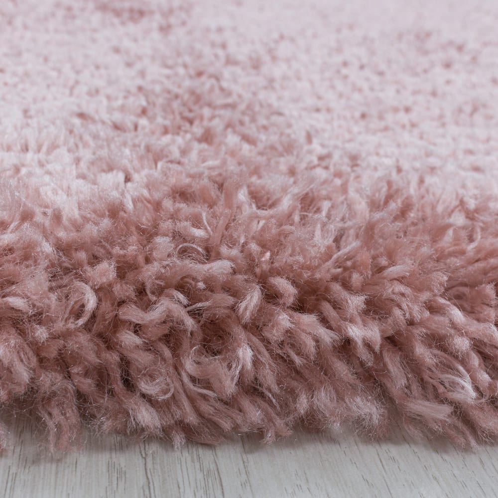 Tapis cosy rond à poils longs rose 120x120cm — vue 4