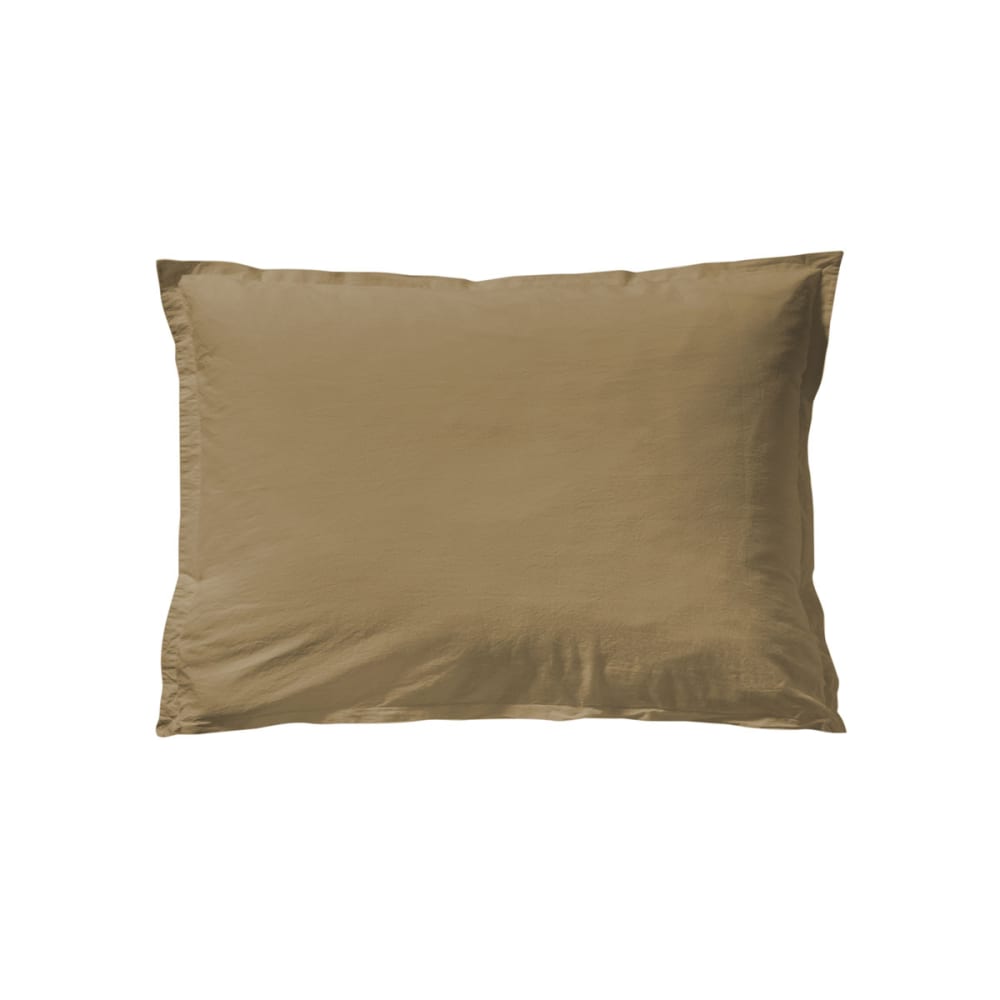 Taie d'oreiller en coton lavé ocre 50x70