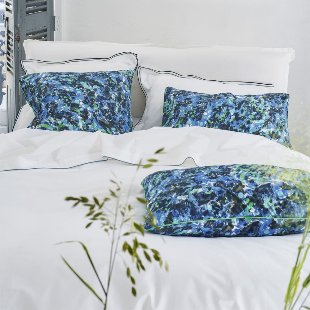 Taie d'oreiller en percale de coton bleu 65x65 — vue 3