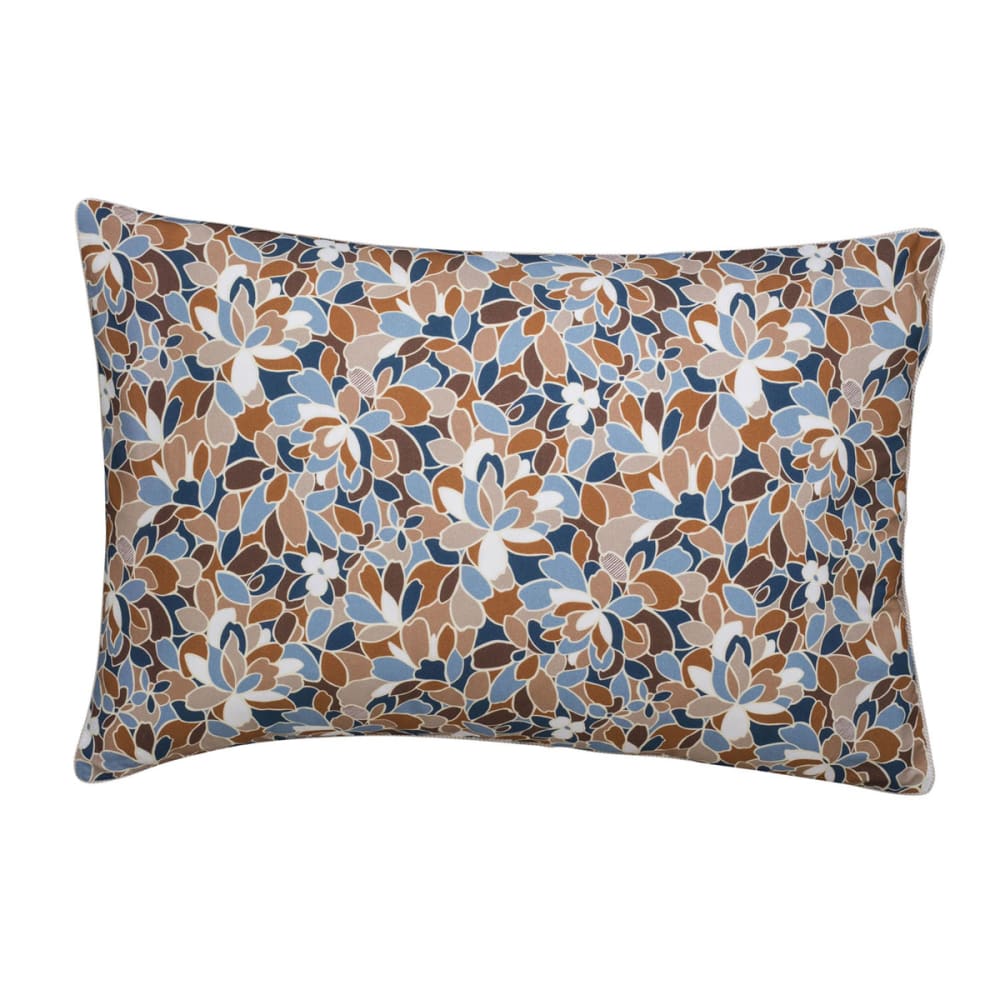 Taie d'oreiller en percale de coton orange et bleu 50x75