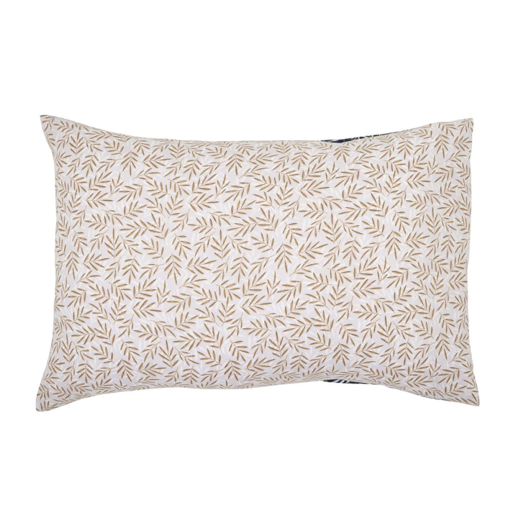 Taie d'oreiller en lyocell bleu et beige 50x70