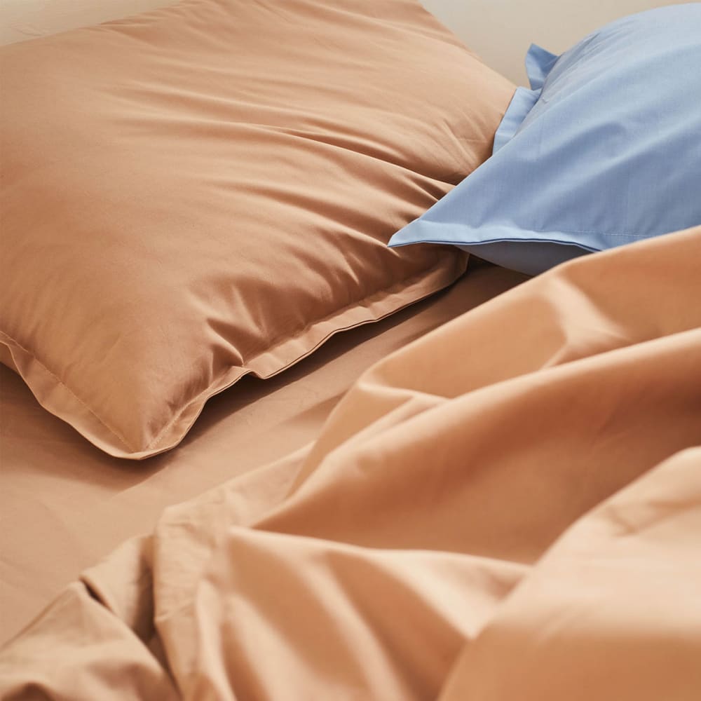 Drap housse en percale de coton beige 2x80x200 — vue 4