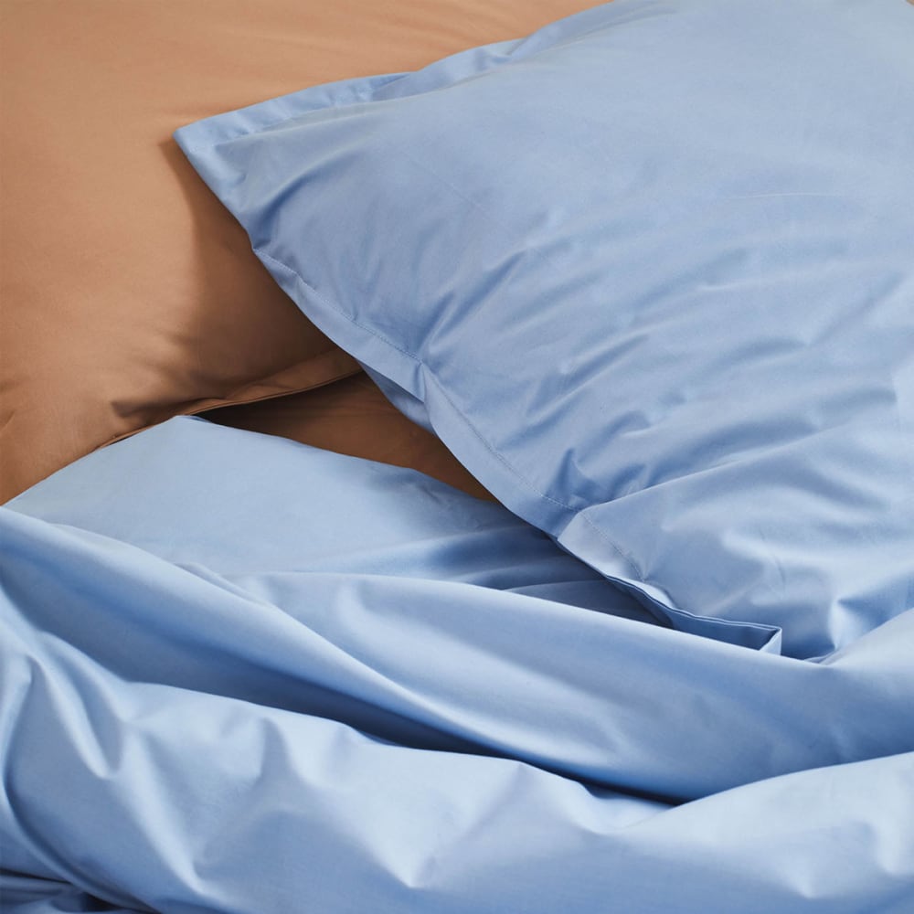 Drap housse en percale de coton bleu 2x70x190 — vue 3