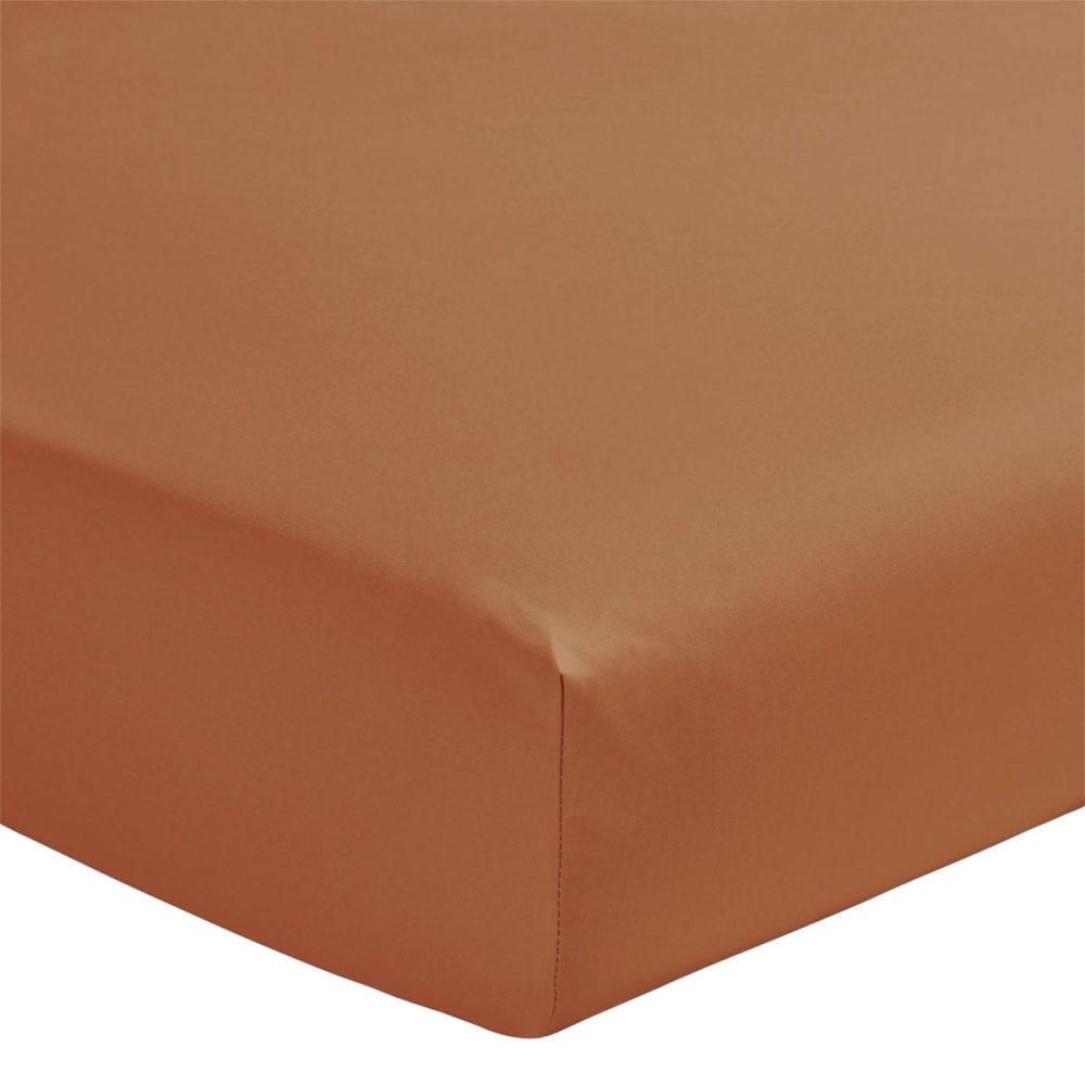 Drap Housse en percale de coton orange 2x90x200