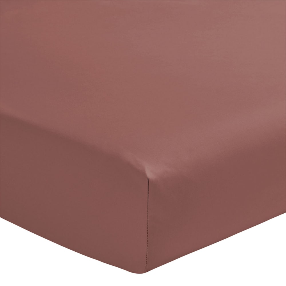 Drap housse en percale de coton rose 180x220