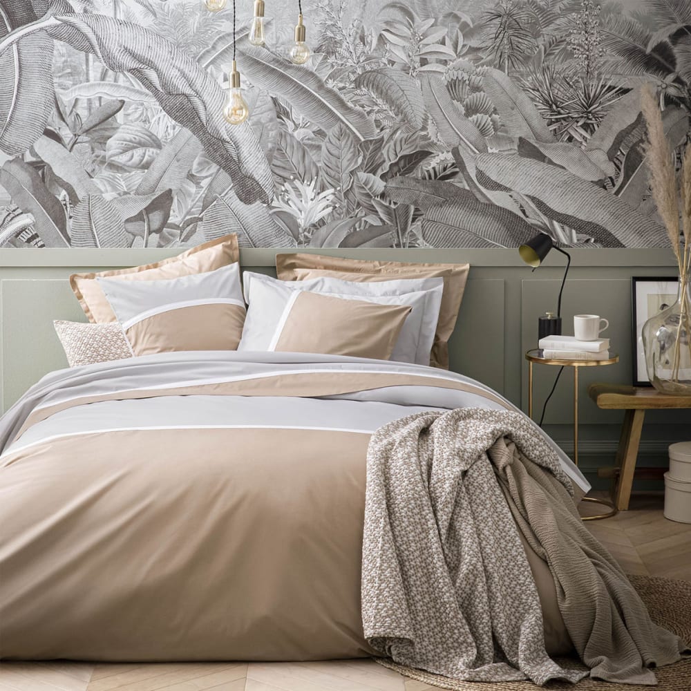 Housse de couette en percale de coton beige 200x200