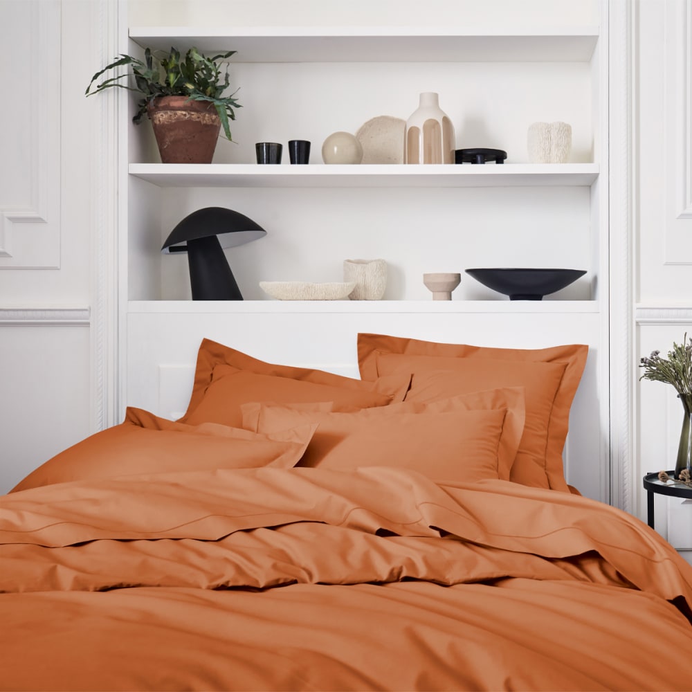 Housse de couette en percale de coton orange 260x240