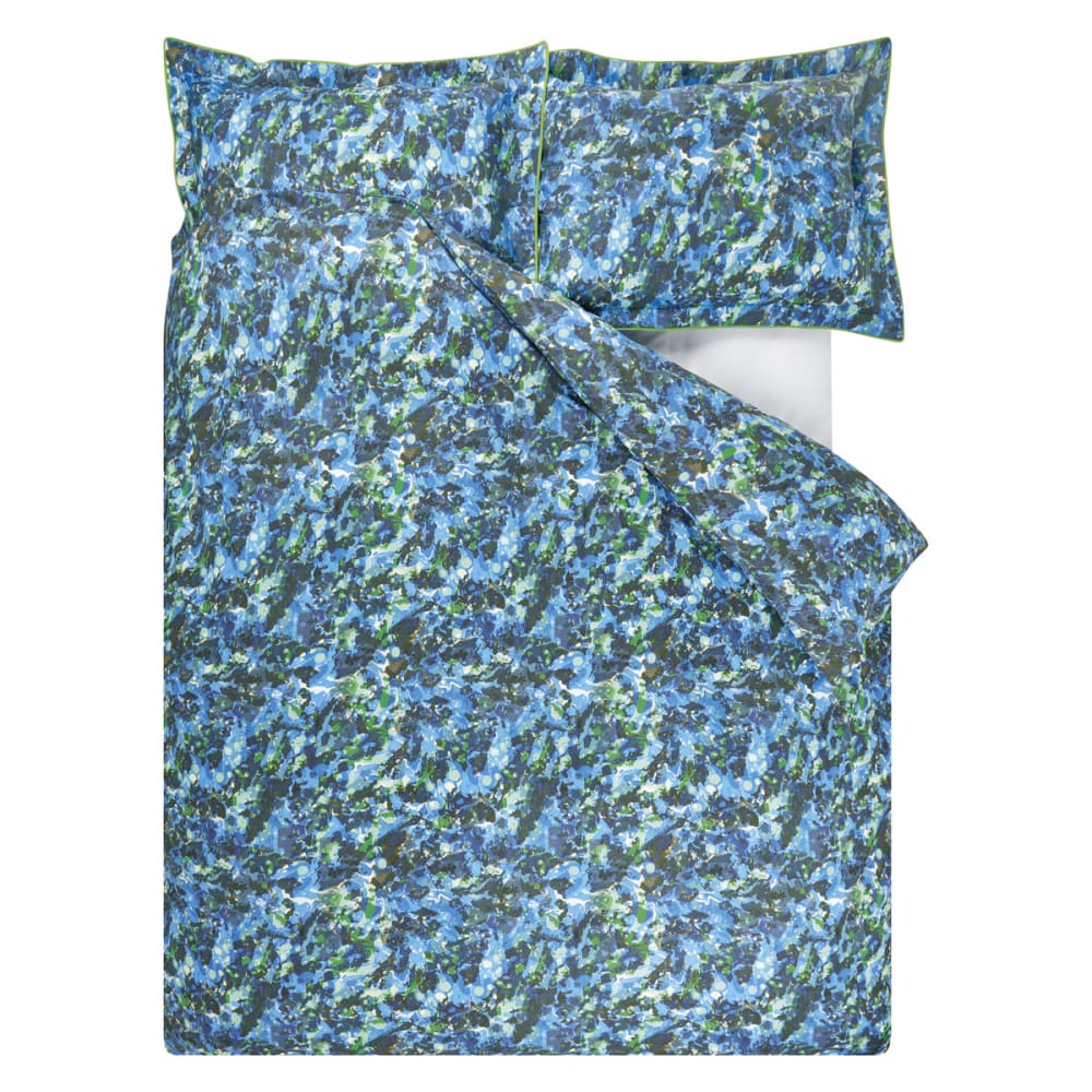 Housse de couette en percale de coton bleu 240x220 — vue 4