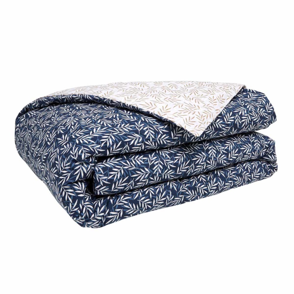 Housse de couette en lyocell bleu et beige 260x240 - Maisons du Monde