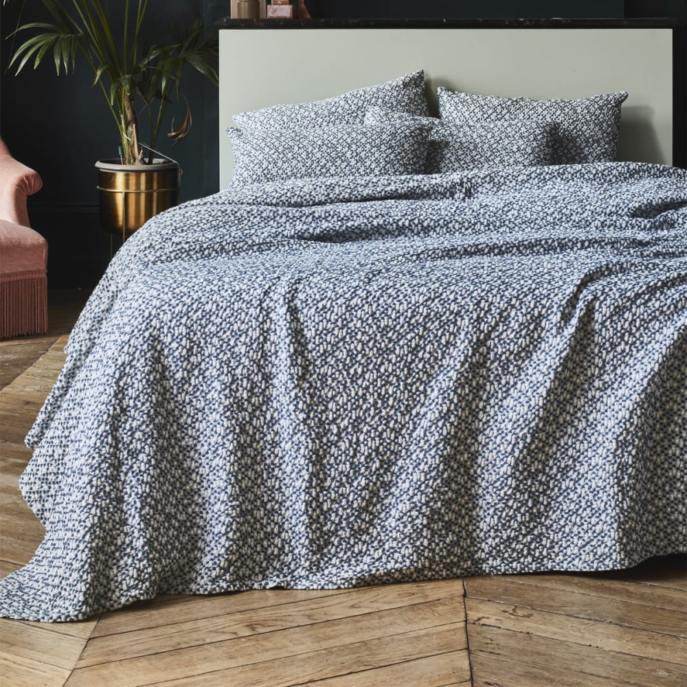 Housse de coussin en coton tissé bleu 40x60 - Maisons du Monde