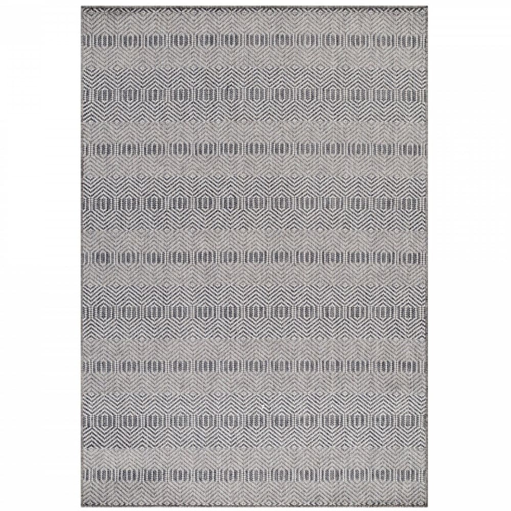 OVA - Tapis Extérieur,Intérieur Tissé Plat - Gris & Crème 140 x 200 cm