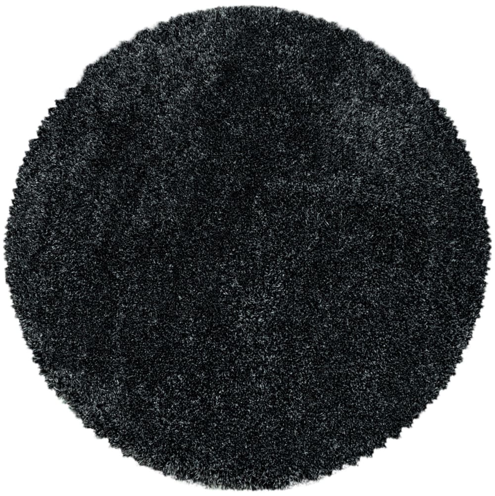 Tapis cosy rond à poils longs noir 120x120cm