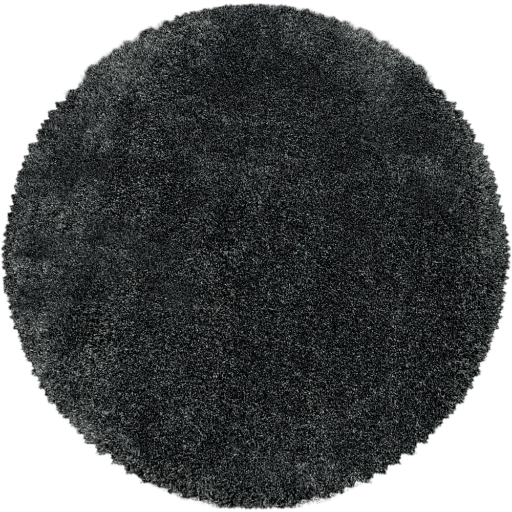 Tapis cosy rond à poils longs anthracite 120x120cm