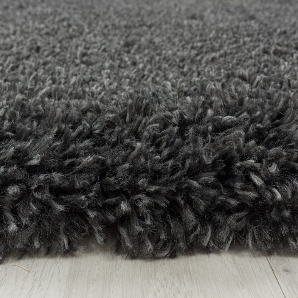 Tapis cosy rond à poils longs anthracite 120x120cm — vue 4
