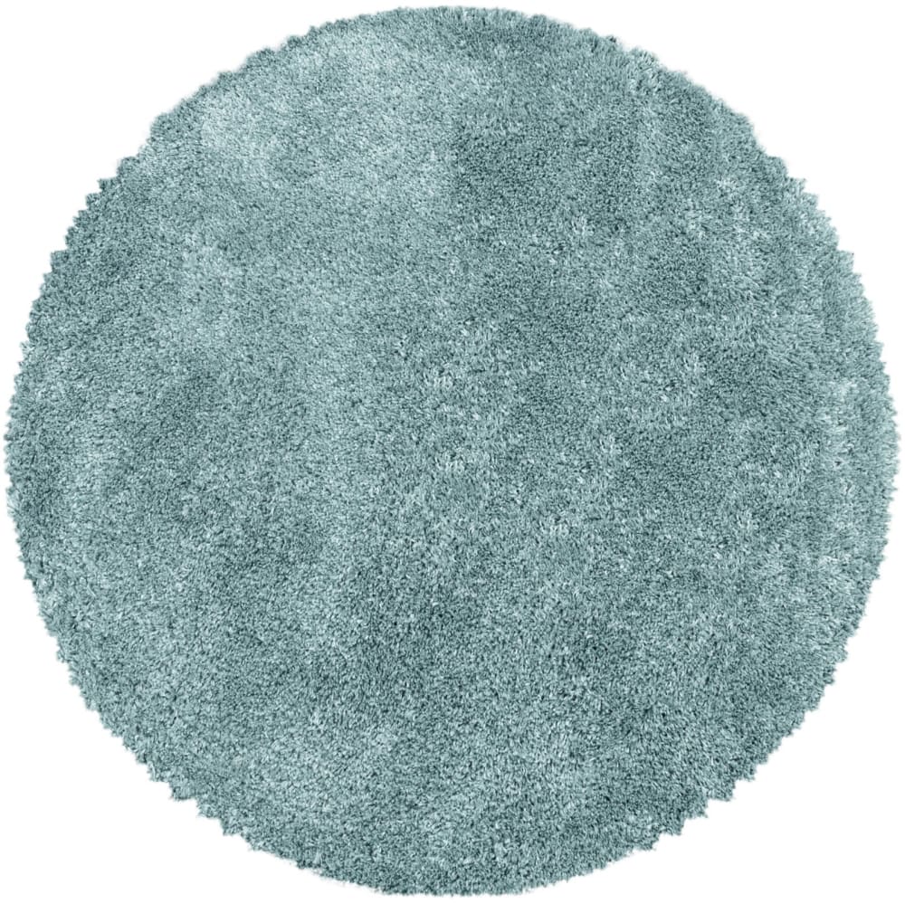 Tapis cosy rond à poils longs bleu turquoise 120x120cm