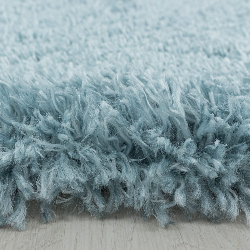 Tapis cosy rond à poils longs bleu turquoise 120x120cm — vue 4